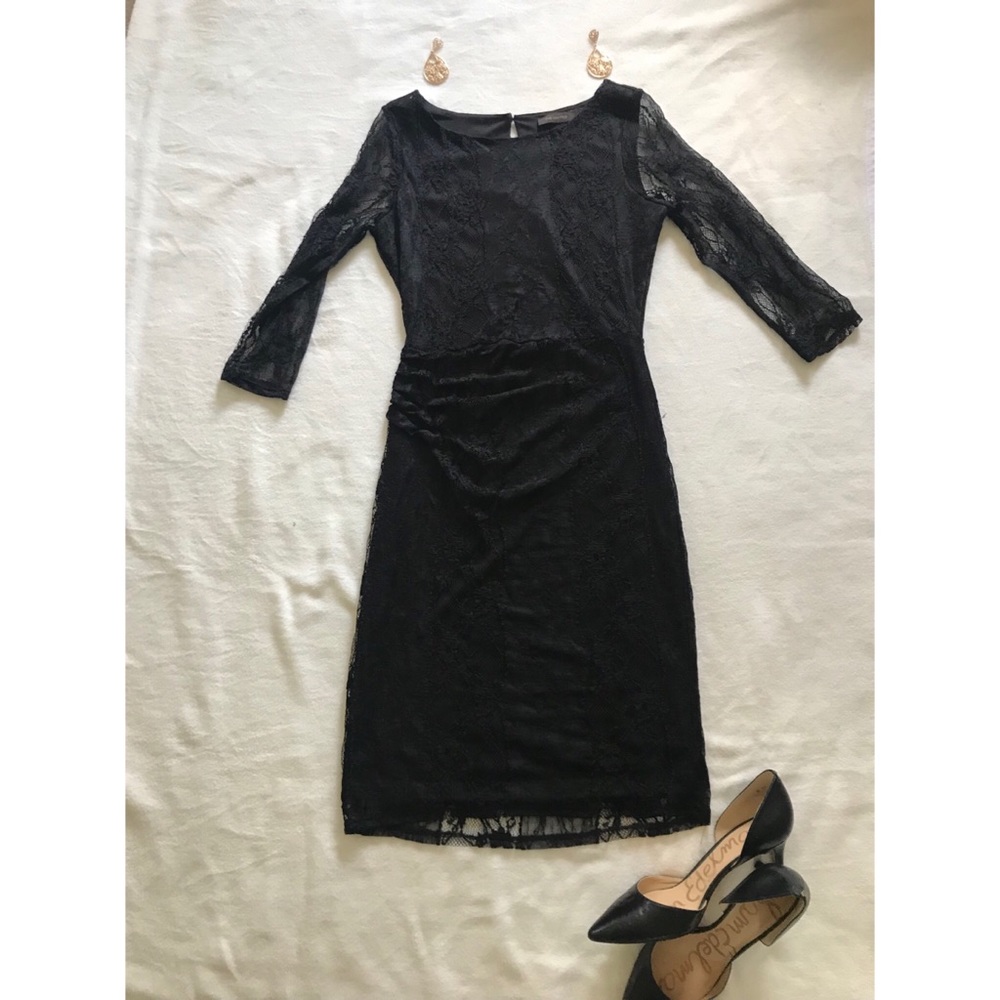 Limited black long sleeve lace overlay dress